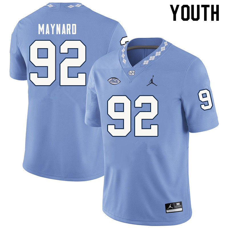 Youth #92 Cole Maynard North Carolina Tar Heels College Football Jerseys Sale-Carolina Blue